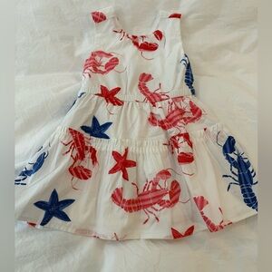CrewCuts NWT White Tiered Dress with Lobster & Starfish Print